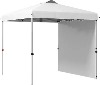 Obrázek produktu pro Skládací pavilon – Pop-up pavilon – 2,5 x 2,5 m – výškově nastavitelný – 1 boční stěna – polyester – bílá barva
