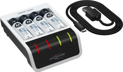 Produktbild von ANSMANN Akku Ladegerät für 4x AAA AA Akkus, inkl. 4x AA 2100mAh
