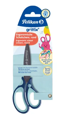 Zdjęcie produktu dla Pelikan 803502 griffix® nożyczki szkolne niebieskie 14 cm prawe karta blister