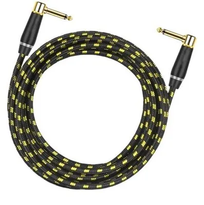Productafbeelding van Gitaarkabel - Instrumentkabel Audio - Muziek Maken - Haakse Connectoren - 2 Meter - Zwart
