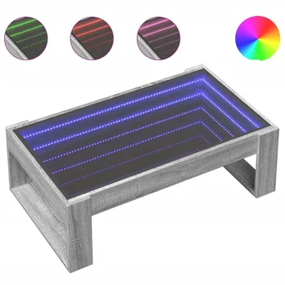 Produktbild von vidaXL Couchtisch mit Infinity-LED Grau Sonoma 90x53x30 cm