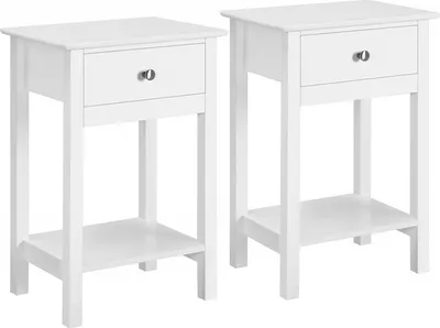 Produktbild von Yaheetech Nachttische 2 Stück Nachtschrank, Beistelltisch Ablagetisch, Nachtkonsole mit Schublade und Ablage, 61 cm hoch, Weiß