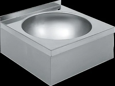 Image de Meuble de salle de bain KWC, modèle ANIMA, en acier inoxydable, dimensions 450x175x450 mm, avec débord et robinet intégré
