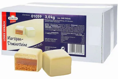 Produktbild von Schulte Marzipan-Dominotsteine Weiße Schokolade 3kg