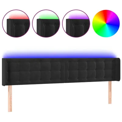 Obrázek produktu pro Čelo postele s LED černé 163 x 16 x 78/88 cm samet