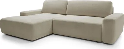 Image de Selsey Baleo - Canapé d'angle avec fonction sommeil, housse chenille, beige, côté gauche