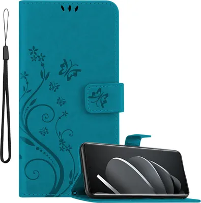 Immagine prodotto di Cadorabo Custodia per Xiaomi RedMi Note 14 Pro 5G Cover in FLORAL BLUE Custodia protettiva con design floreale con chiusura magnetica, funzione stand e slot per carte di credito Custodia a libro Cover