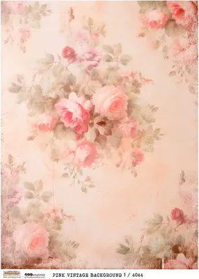 Immagine prodotto di Carta di riso Carta per decoupage A4 - Scraplove - Sfondo rosa vintage 1