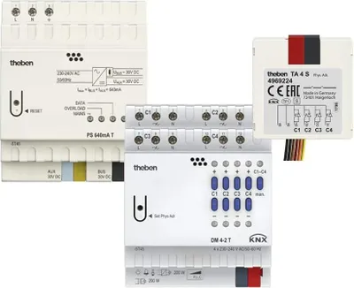 Produktbild von Theben KNX Set 1 FIX Spannungsversorgung, Dimmaktor, Tasterschnittstelle