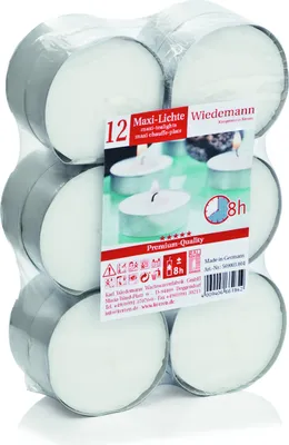 Produktbild von Wiedemann 569003004 Teelicht - weiß, 12 Stück, Metallhülle