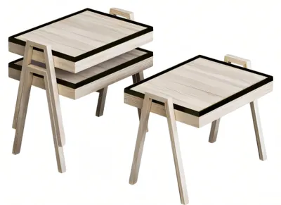 Productafbeelding van Houten salontafelset in beige, modern en stijlvol