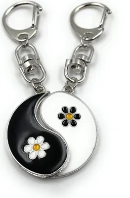 Produktbild von Onwomania Schlüsselanhänger - Ying Yang Blume  -  Glücksbringer ideal als Geschenk