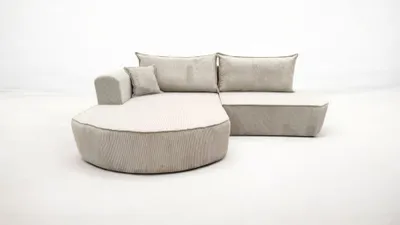 Produktbild von Ecksofa Karl 255x185 couch Hellgrau Cord mit Schlaffunktion bettkasten Poso 110 Links