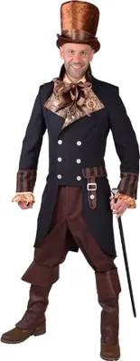 Produktbild von M218204-XXL schwarz Herren Steampunk-Gothic-Halloween 1900 Frack Kostüm Gr.XXL