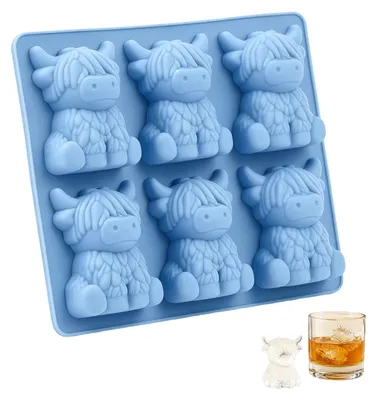 Eiswürfelform Highland Cow, Silikon, 6 Fächer, 15x12x2,3 cm