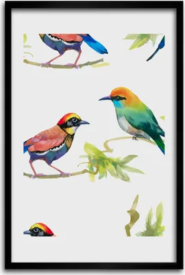 Produktbild von Bild - Bilderrahmen - 40 cm x 60 cm - MDF - Rahmen - Wandkunst - Vögel