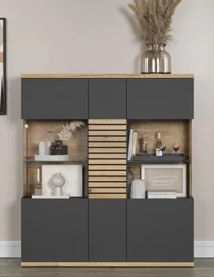 Produktbild von Norris WO:Ko.+Fr.Anthrazit Melamin/MDF Schwarz mit  Evoke Tiefzieh,Highboard breit