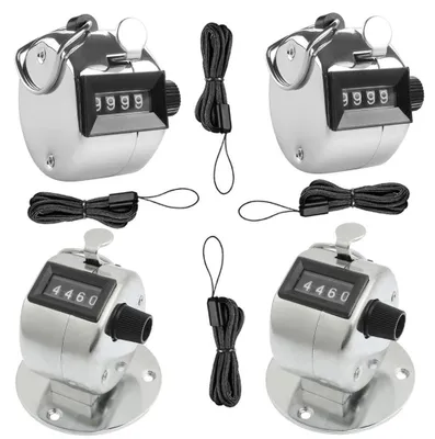 Produktbild von Handzähler Klickzähler Handtaster - Metall - 4 Schnüre - 4 Stück