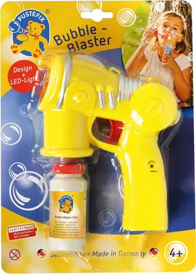 Produktbild von PUSTEFIX Bubble-Blaster I 60 ml Seifenblasenwasser I Seifenblasen Spielzeug-Pistole für Kindergeburtstag, Hochzeit & Sommerparty I Bunte Bubbles für Kinder & Erwachsene