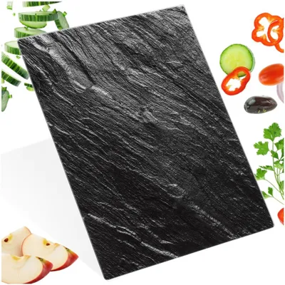 Produktbild von Rutschfestes Schneidebrett aus gehärtetem Glas in Schwarzsteinoptik, 40 × 30 cm