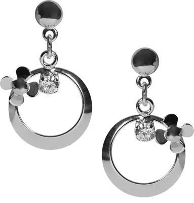 Produktbild von 925 Sterling Silber Ohrstecker Blütenring mit Zirkonia Farbe - Transparent