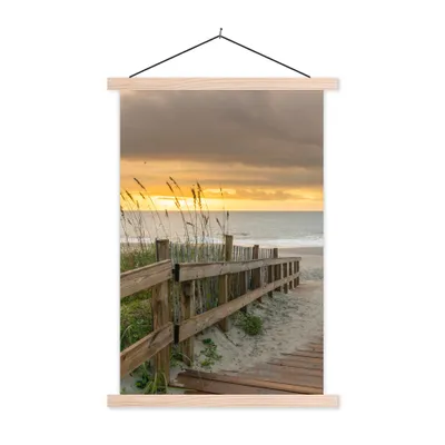 Produktbild von MuchoWow® Textilposter Strand - Meer - Düne - Weg 120x180 cm mit holzfarbenen Rahmen - Textil-Plakat