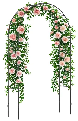 Produktbild von Gartenbogen, Rosenbogen, Rankbogen, Rosenspalier Metall, schwarz, 1,40 m, für Garten Balkon Kletterpflanzen