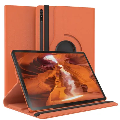 Zdjęcie produktu dla EAZY CASE - Etui na tablet Samsung Galaxy Tab S8 Plus, pokrowiec ochronny, etui na tablet obracane o 360° w kolorze pomarańczowym