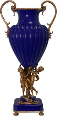 Produktbild von Casa Padrino Porzellan Vase mit 2 Messing Griffen 39 x 28,3 x H. 78,7 cm - Luxus Vase