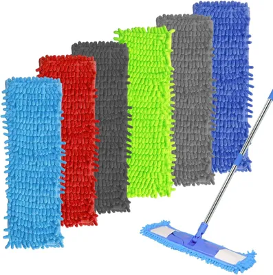 Imagen del producto de Fundas de microfibra tipo chenilla para mopas, juego de 6 unidades, 40 x 10 cm, para mopas de suelo