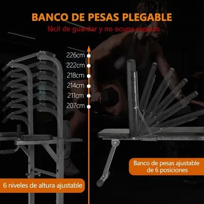 Image de Station de traction - Banc d'entraînement - Salle de sport à domicile - Poste de fitness - Station de musculation - Barre de dips