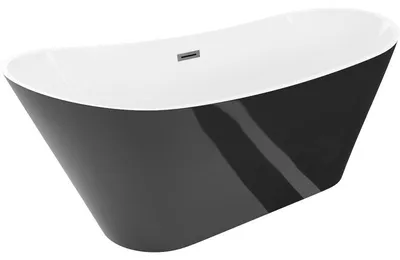 Obrázek produktu pro Mexen Dora volně stojící vana 160 x 75 cm, bílá/černá, přepad kartáčovaný gun gray - 52071607575-66