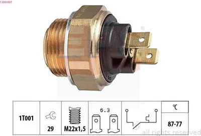 Produktbild von EPS 1.850.007 Temperaturschalter Kühlerlüfter Thermoschalter passend für PEUGEOT 205 II (20A/C) 205 I Cabriolet (741B, 20D) für CITROËN AX Schrägheck