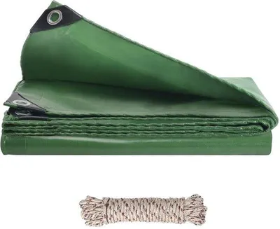 Productafbeelding van Ibenzoa® Afdekzeil, 2x3 meter, groen – PVC, 420 g/m², waterdicht en UV-bestendig, met stevige oogjes en 10 meter windbestendig bevestigingskoord