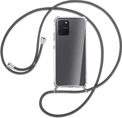 Produktbild von Handykette Backcover-Schutzhülle mit Band (Metall silberfarben) für Samsung Galaxy S10 Lite - dunkelgrau