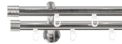 Produktbild von SN Deco Gardinenstange Innenlauf Lille, 19 mm, 2-läufig, Stahl, Komplett-Set mit Ringen, Profilträger, 150 cm, edelstahl optik