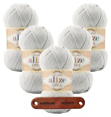 Produktbild von ALIZE Garn Diva, 5 Knäuel, mit Silk Effect, Lauflänge 350m/100g, Nadelstärke 2,5-3,5mm