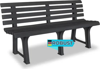 Produktbild von Parkbank KATO 145,5 cm Kunststoff Anthrazit | Gartenbank wetterfest Terrassenbank 3 Sitzer Sitzbank Rückenlehne