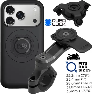 Produktbild von QUAD LOCK Motorrad Lenker Handyhalterung PRO + Vibrationsdämpfer + MAG Hülle für iphone 17 / 18  Pro Max