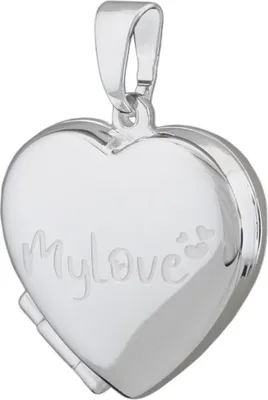 Produktbild von Anhänger 17x5mm Medaillon Herz glänzend Gravur MyLove Silber 925