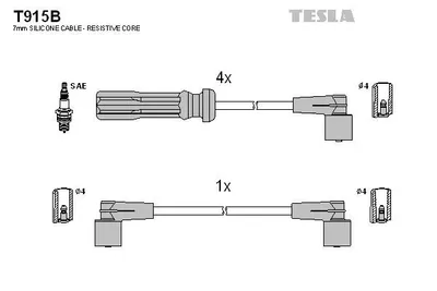 Produktbild von TESLA T915B Zündkabelsatz Zündleitungssatz für VOLVO 940 II Kombi (945) 940 Kombi (945) 740 Kombi (745) 740 (744) 940 (944)