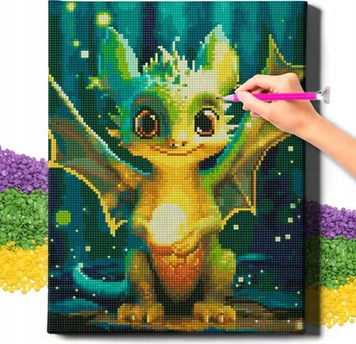 Image de Kit de peinture au diamant 5D avec cadre « Dragon vert »