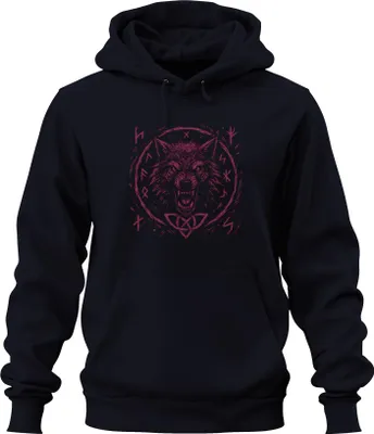 Immagine prodotto di Rune di lupo vichingo Grunge Nordic Celtic Knot Pattern Viking Unisex Felpa con cappuccio, Navy, 3XL