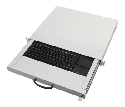 Produktbild von aixcase 19" Rack 1U Tastatur DE Touchpad USB lichtgrau