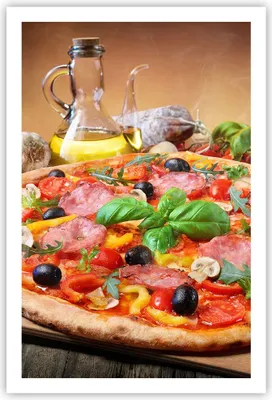 Produktbild von Poster - Poster ohne Rahmen - Pizza Käse Tomaten - 61x91,5 cm - Wand Bild - Wanddeko - Wandbilder - Kunstposter - Wandposter - Bilder - Kunstdruck - Wanddekoration - Wandbild - P2XPA61x91-4024