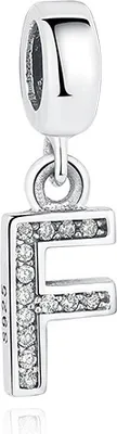Produktbild von PANDACHARMS Anhänger Charm Buchstabe F, 925er Sterling Silber, passt zu Pandora