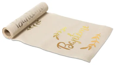 Produktbild von Tischläufer Leinen Taufe Champagner 28 cm x 5 m mit Lorbeeren - Einheitsgröße
