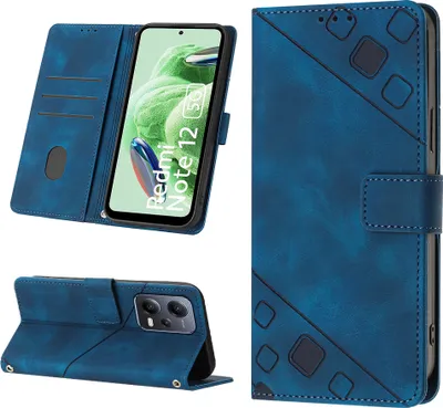 Produktbild von Hülle für Xiaomi Poco X5 /Redmi Note 12 5G Prägung Flip Leder Brieftasche Schutzhülle mit Ständer Blau