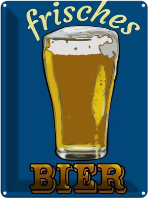 Produktbild von vianmo Blechschild 40x30 cm frisches Bier Bierglas Spruch Zitat