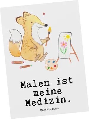 Produktbild von Mr. & Mrs. Panda bildkarte Fuchs Malen - Weiß - Geschenk, Zeichnen, Hobbyzeichner, Grußkarte, Ansichtskarte, Künstler, Postkarte, Postkarten, Kunstkarten, Künstlerin